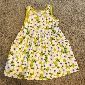 Hanna Andersson White Floral Tank Dress with Lime Green Accents